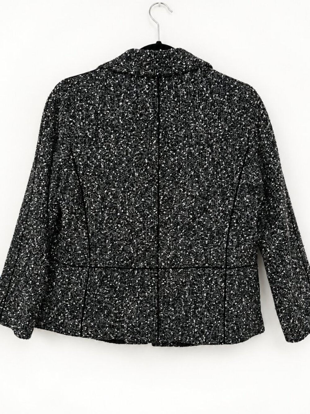 Lafayette 148 New York 3/4 Sleeve Jacket in Black, Blue Boucle, Size 6 - Picture 3 of 14